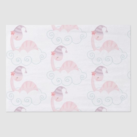 Slaaproze dinosaur tissuepapier (Voorkant)