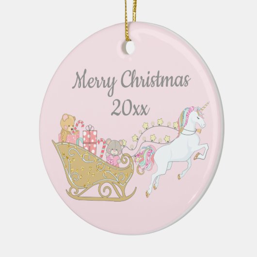 Slaaproze kerstinkerbroek keramisch ornament (Links)