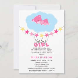 Slaaproze Teddy Bear in het Baby shower van de clo Kaart