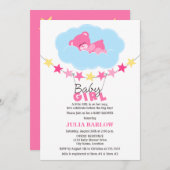 Slaaproze Teddy Bear in het Baby shower van de clo Kaart (Voorkant / Achterkant)