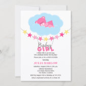 Slaaproze Teddy Bear in het Baby shower van de clo Kaart (Voorkant)