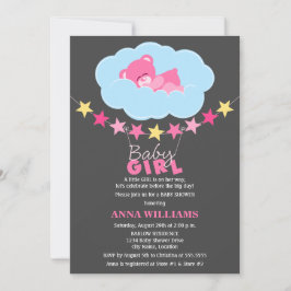 Slaaproze Teddy Bear in het Baby shower van de clo Kaart