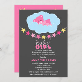 Slaaproze Teddy Bear in het Baby shower van de clo Kaart