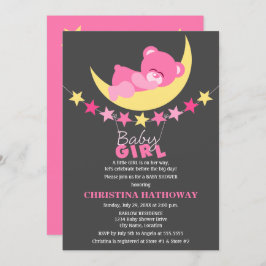 Slaaproze teddy Bear op Baby shower Kaart