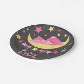 Slaaproze teddy bear op Baby shower Papieren Bordje (Gekanteld)