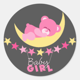 Slaaproze teddy bear op Baby shower Ronde Sticker