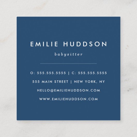 Slaapschaap, Babysitter, dagverzorging, kinderverz Vierkante Visitekaartje (Achterkant)