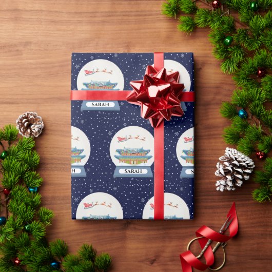 Slaapschutter in Korea SneeuwWereldbol (gepersonal Cadeaupapier (Feestdagen Geschenken)