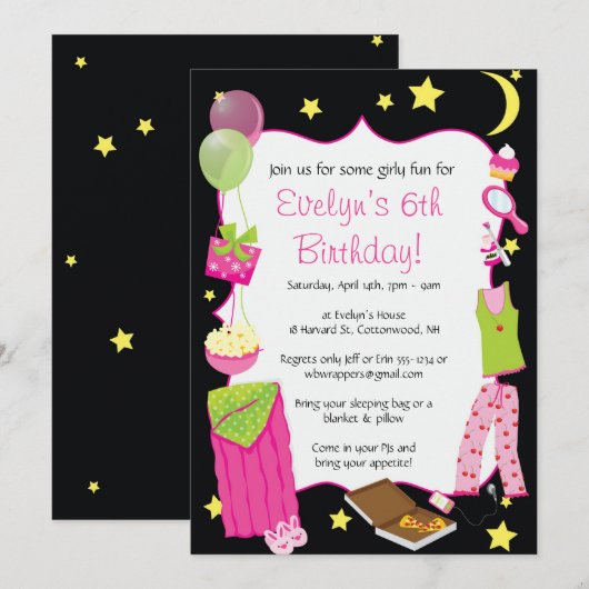 Slaapschutter! Slumber Party Thtaken Kaart (Voorkant / Achterkant)