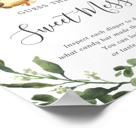 Slaapse Baby shower raadt het zoete Mess-teken Poster (Hoek)