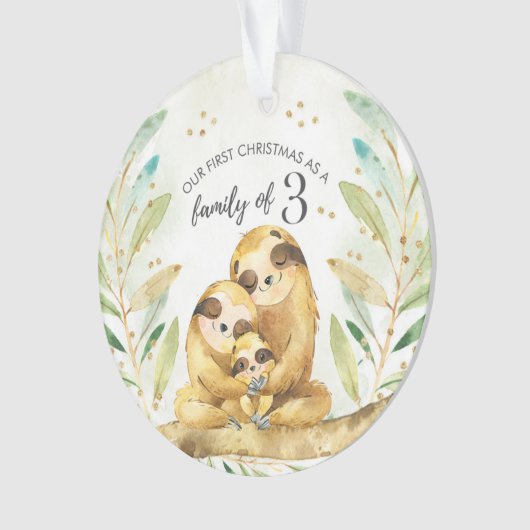 Slaapse Eerste Kerstmis als familie van drie Ornament (voorkant)