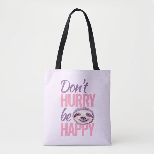 Slaapse gezichtskunst is niet te snel roze paarse tote bag (Voorkant)