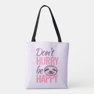 Slaapse gezichtskunst is niet te snel roze paarse tote bag