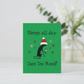 Slaapse hele dag daarna Rosé grappige kerstkat Briefkaart (Staand voorkant)