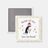 Slaapse hele dag daarna Rosé grappige kerstkat Magneet (Voorkant / Achterkant)