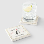 Slaapse hele dag daarna Rosé grappige kerstkat Stenen Onderzetter (Zijkant)