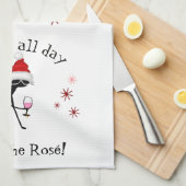 Slaapse hele dag daarna Rosé grappige kerstkat Theedoek (Quarter Fold)