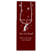 Slaapse hele dag daarna Rosé grappige kerstkat Wijn Cadeautas (Voorkant)