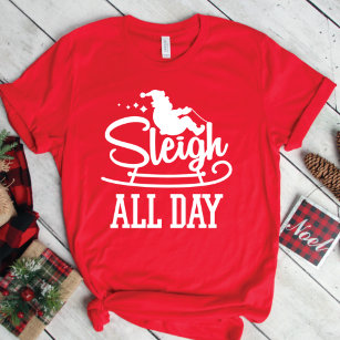 Slaapse hele dag grappige kerstmis t-shirt