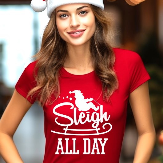 Slaapse hele dag grappige kerstmis t-shirt