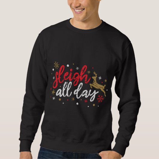 Slaapse hele dag rendieren Funny Cute Kerstmis Trui (Voorkant)