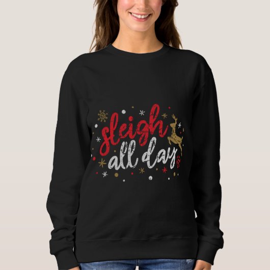 Slaapse hele dag rendieren Funny Cute Kerstmis Trui (Voorkant)