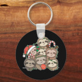Slaapse kerstboom Funny Animal Kerstkeycha Sleutelhanger (Voorkant)