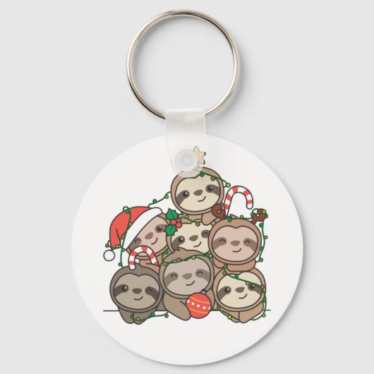 Slaapse kerstboom Funny Animal Kerstkeycha Sleutelhanger (Voorkant)
