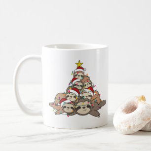 Slaapse kerstboom Funny Animal kerstkoffie Koffiemok