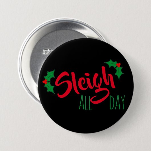 'Slaapse' kerstButton de hele dag Ronde Button 7,6 Cm (Voorkant /achterkant)