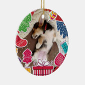 Slaapse kerstkerst Corgi Puppy Keramisch Ornament (Rechts)