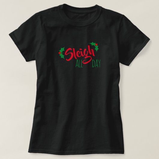 'Slaapse' kerstshirt voor de hele dag T-shirt (Design voorkant)