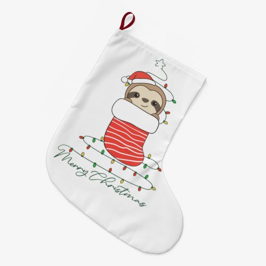 Slaapse kerstsneeuw Winterdieren koffie  Grote Kerstsok (Voorkant (Hangend))