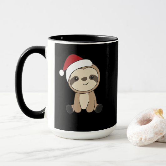 Slaapse kerstsneeuw Winterdieren Mok (Met donut)