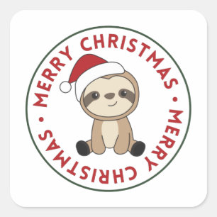 Slaapse kerstsneeuw Winterdieren Slaapplein Vierkante Sticker