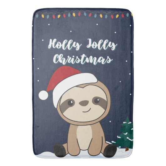 Slaapse kerstsneeuwwinterdieren Wit Ma Badmat (Voorkant Verticaal)