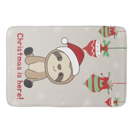 Slaapse kerstsneeuwwinterdieren Wit Ma Badmat (Voorkant)
