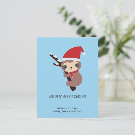 Slaapse kersttaart word me wakker van feestdag bla feestdagenkaart (Staand voorkant)