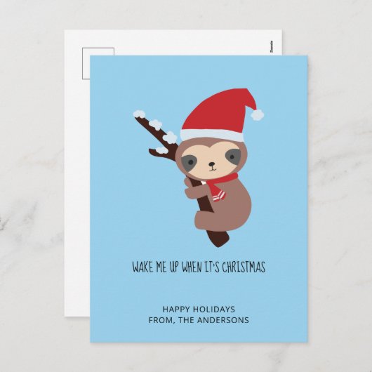 Slaapse kersttaart word me wakker van feestdag bla feestdagenkaart (Voorkant / Achterkant)