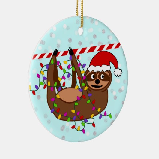 Slaapse kerstversiering, kerstlichten, keramisch ornament (Rechts)