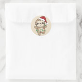 Slaapse kerstwinter dieren klassic roun ronde sticker (Tas)