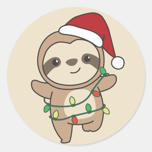 Slaapse kerstwinter dieren klassic roun ronde sticker (Voorkant)