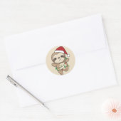 Slaapse kerstwinter dieren klassic roun ronde sticker (Envelop)
