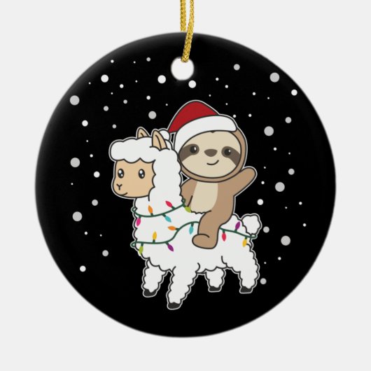 Slaapse kerstwinter winterdieren keramisch O Ornament (Voorkant)