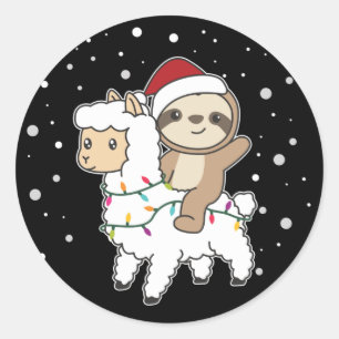 Slaapse kerstwinter winterdieren Klassieke R Ronde Sticker