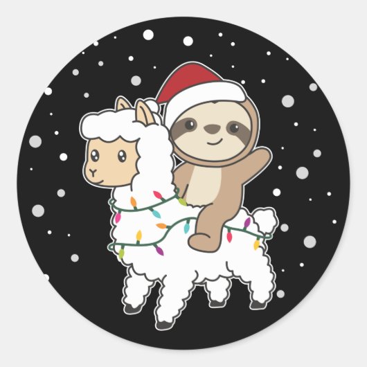 Slaapse kerstwinter winterdieren Klassieke R Ronde Sticker (Voorkant)