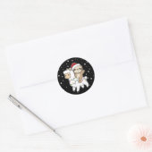 Slaapse kerstwinter winterdieren Klassieke R Ronde Sticker (Envelop)
