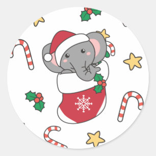 Slaapse kerstwinter winterdieren Klassieke Ronde Sticker