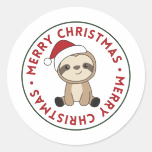 Slaapse kerstwinter winterdieren Klassieke Ronde Sticker