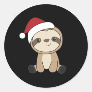 Slaapse kerstwinter winterdieren Klassieke Ronde Sticker
